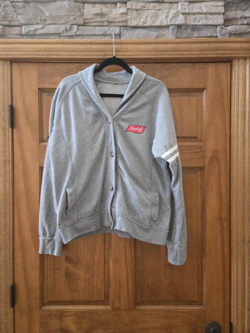 Leinenkugel's Gray Button-Up Sweatshirt Size LG
